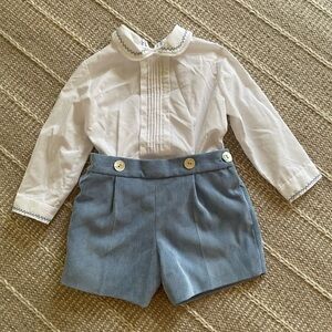 Like New Tot a Porter Blue & White Kids Shorts Set Sz 12M